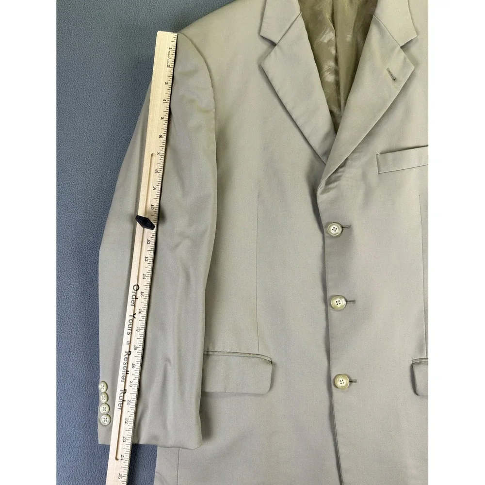Burberry Blazer Jacket Mens 42‎ Long Beige Khaki Kensington Wool Luxury Business